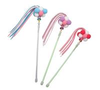 JECOMPRIS 3pcs Cat Teaser Set for Kitten and Cat Plush and Plastic Material with Tassel Balls Designed to Increase Pet Agility and Strengthen Pet Relationship