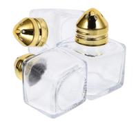 JECOMPRIS 3pcs Mini Glass Seasoning Bottle Set 15ml Square Pepper Shakers Gold Lid for Kitchen Organisation Stainless Steel