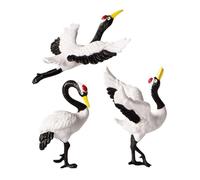 JECOMPRIS 3pcs Red-crowned Crane Resin Figurines, Mini Bonsai Decorations for Desk, White Crane Bird Ornaments for Home, Wedding or Birthday Presents, Collectible Figurines