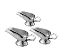 JECOMPRIS 3pcs Stainless Steel Sauce Boats for Kitchen and Restaurant Easy Pour Gravy and Salad Dressing Containers Household Saucer Bowls for Sauces and Condiments Includes