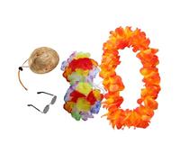 JECOMPRIS 4 Pcs Hawaiian Goose Decoration Set Floral Wreath Straw Hat Sunglasses for Porch Goose Spring Outfit for Garden Beach Parties Festive Celebrations