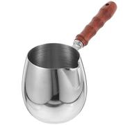 JECOMPRIS 420ML Stainless Steel Coffee Milk Frothing Pitcher Rosewood Handle, Espresso Latte Steamer Jug for Coffee Art