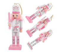 JECOMPRIS 4pcs 13cm Pink Rhinestone Nutcracker Decorations for Christmas Tabletop Holiday Party Supplies Nutcracker Figures Festive Desktop Ornaments