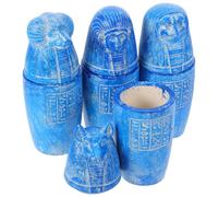 JECOMPRIS 4pcs Ancient Egyptian Canopic Jars: Sons of Horus Ornaments - Pharaoh Burial Miniature Figurines for Home Decor & History Present (13x5cm)