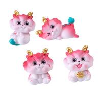 JECOMPRIS 4pcs Dragon Decor Dragon Sculpture Figurine The Figurine Decoration Four- Indoor Statues Small Garden Mini Ornament Resin Pink