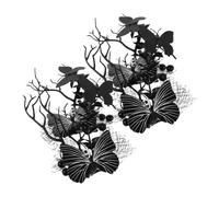 JECOMPRIS 4pcs Halloween Hairpins Black Butterfly Spider Web Hair Barrettes Lightweight Horror Skeleton Headpieces for Party Cosplay and Horror-themed Events