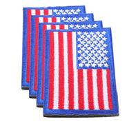 JECOMPRIS 4pcs Iron on American Flag Patch Embroidered Badge Sew-on USA Flag Backpack Patches with Blue Border for Hats and Jackets