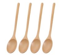 JECOMPRIS 4pcs Japanese Style Wooden Teaspoons Long Handle Coffee Stirring Spoons for Honey Jam Mixing Iced Tea Cocktail Stirrer Natural Wood Utensils Gentle Cookware