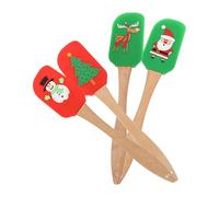 JECOMPRIS 4Pcs Silicone Cream Scrapers Set, Assorted Christmas Baking Tools with Flexible Butter and Jam Scrapers, Non-Stick Cake Decorating Utensils for Home Baking