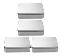 JECOMPRIS 4pcs Small Rectangular Tinplate Boxes with Lids, Metal Storage Containers for Candy, Jewelry, and Nail Clippers, Multipurpose Tinplate Trinket Organizers for Kitchen and Home Use