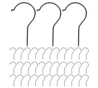 JECOMPRIS 50pcs Heavy Duty Screw-in Metal Hooks for Hanging Clothes and Pants, Black Iron Long Round Flat Design, Sturdy and Damage Resistant, for Indoor Use and Closet Organisation