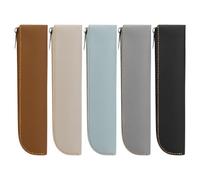 JECOMPRIS 5pcs Pu Pencil Case: Large Capacity Pu Leather Pencil Pouch - Slim Zipper Pen Case Marker Storage Bag for School and Office