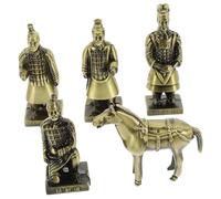 JECOMPRIS 5pcs Small Alloy Terracotta Warriors Figurine Desktop Decoration Metal Statue Retro Design Indoor Cabinet Adornment Collectible Souvenir Gift