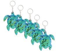 JECOMPRIS 5Pcs Turtle Sequin Keychain Animal Keyrings Lightweight Bag Hanging Charms for Party Accessories and Everyday Use