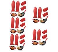 JECOMPRIS 5sets Hot Handle Holder Silicone Pot Handle Covers Non-slip Grip for Cast Iron Skillet Pan Sleeves Red Kitchen Tools for Cooking Safety