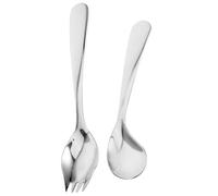 JECOMPRIS Adaptive Utensil Curved Spoon and Spork Set Feeding and Care Tableware Angled Spoon for Patients One Handed Eating Aid for Elderly and Disabled Dishwasher Safe