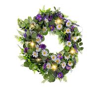 JECOMPRIS Artificial Lavender Flower Wreath Lifelike Summer Door Decor with Fade Resistant Colors Lightweight and Easy to Hang for Front Door Wall Window Wedding and Farmhouse Party