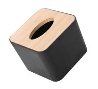 JECOMPRIS Bamboo Tissue Box Cover Square Napkin Holder Tissue Storage Case for Office Living Bathroom Desk Desktop Organizer Black