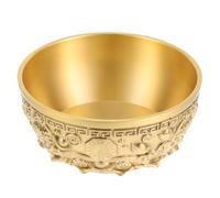 JECOMPRIS Brass Treasure Bowl Decorative Fortune Basin Golden Tone Feng Shui Offering Bowl Tabletop Decoration for Home Office 3.93X1.97 Inch
