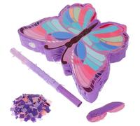 JECOMPRIS Butterfly Birthday Piñata Set for - Purple Party Piñata with Bat, Blindfold, and 50G Confetti - Butterfly Theme Party Decoration and Candy Smashing