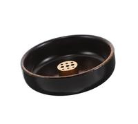 JECOMPRIS Ceramic Incense Tray with Brass 9-hole Burner, 9cm Aromatherapy Ash Catcher Bowl for Yoga, Meditation, and Home Use