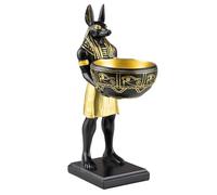 JECOMPRIS Egyptian Anubis God Statue Trinket Dish Multifunctional Resin Decorative Coin Tray and Ring Holder for Entryway Organization Halloween Candy Bowl Jewelry Catchall Centerpiece