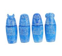 JECOMPRIS Egyptian Artifact Canopic Jars Set 4pcs Sons of Horus Small Airtight Decorative Burial Jars Miniature Horus Sculpture Ancient Art Home Decor