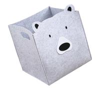 JECOMPRIS Felt Storage Basket Laundry Basket with Handles Grey Bear Design Baby Clothes Organizer Nursery Toy Storage Bin for Dirty Clothes and Underwear