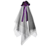 JECOMPRIS Flower Headband Veil Halloween Floral Crown With Bow Day Of The Dead Flower Garland Hairband Headpiece For Wedding Cosplay Costume Accessory