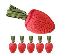 JECOMPRIS Hay Chew Promotes Teeth Health and Stress Reduction 6pcs Strawberry Shape Small Animal Plaything for Hamsters and for Cage Enrichment