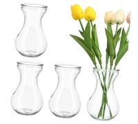 JECOMPRIS Hydroponic Glass Flower Vases 4pcs Small Bud Vases for Hyacinth Bulbs Decorative Glass for Restaurant and Home Use