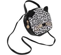 JECOMPRIS Leopard Handbag Pu Bag round Small Shoulder for Ladies | Large Capacity Storage, Creative Cartoon Cat Ears, Brown Leopard Grain Style, Birthday Gift and Travel