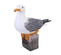 JECOMPRIS Mediterranean Style Seagull Resin Ornament for Home Office Decoration Creative Desktop Craft Unique Potted Decoration Realistic Bird Sculpture for Shelves and Tables White Gray
