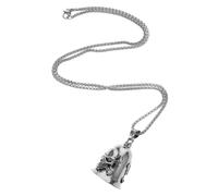 JECOMPRIS Men's Motorcycle Wind Chime Spirit Bells Charm Good Luck Bell Skeleton Skull Pendant Motorcycle Ride Bell Skull Bell Pendant Necklaces Skull Bell Keyring Bell Pendant Zinc Alloy