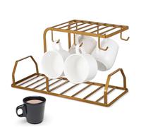 JECOMPRIS Metal Coffee Mug Holder with Stable Wide Base Curved Hooks for Easy Drying and Storage Countertop Organizer for Coffee Bar Accessories and Tea Cups Space-Saving Kitchen Rack