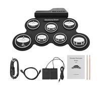 JECOMPRIS Portable Electronic Drum Kit with Lightweight Silicone Pads and Built-in Metronome, USB Digital Practice Drum Pad for Quiet Indoor Use and Easy Transport