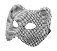 JECOMPRIS Realistic Leopard Cosplay Half Mask for Adults Reusable Animal Costume Accessory for Halloween Masquerade Balls Stage Performances Party Events Easy to Wear Silver Animal Face