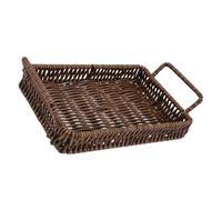JECOMPRIS Rectangular Small Woven Bread Basket with Handles Handmade Storage Organizer for Snacks Cosmetics Office Supplies Neutral Color Decorative Holder for Kitchen Home Restaurant Hotel