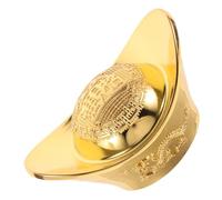 JECOMPRIS Small Golden Metal Feng Shui Ingot Ornament for Prosperity and Wealth Compact Chinese Yuanbao Figurine for Home and Office Desk Decor Classic Dragon Phoenix Symbol