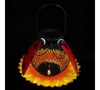 JECOMPRIS Solar Powered Hanging Bird Feeder for Backyard and Patio with Iron Material, Creative Design, Continuous Light Time 6-12 Hours, No Assembly Required, for Wild Birds