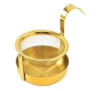JECOMPRIS Stainless Steel Fine Mesh Tea Strainer Filter for Teapots and Mugs Loose Leaf Tea Infuser and Easy to Use Fits Standard Cups and Pots Gold Finish