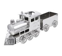 JECOMPRIS Stainless Steel Steam Train Model with Tender Vintage Locomotive Train Ornament for Home Décor Collectible Vehicle Decoration Set