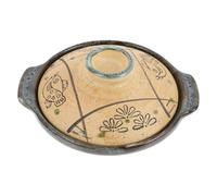 JECOMPRIS Terracotta Cooking Pot With Lid - 450ml Traditional Asian Cooking Pot Clay Casserole For One People - Stews Kitchenware For Rice Soup Family Meals New Year Dinner At Home Patterned