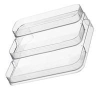 JECOMPRIS Three Transparent Ladder Display Shelf Cabinet Organizer for Spice Containers Compact Kitchen Storage Rack for Pantry Office Bedroom Countertop Use