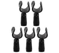 JECOMPRIS Universal Mic Holder Clip 5 Pcs Set Black Plastic Microphone Clips with Spring Clamp Fits Most Microphones for Studio and Live Performance