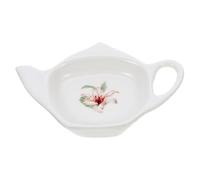 JECOMPRIS Vintage Ceramic Teabag Tidy, Teapot-shaped Tea Bag Holder Dish, White Lightweight Tea Bag Coaster with Fine Workmanship for Living Room and Kitchen