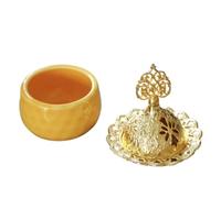 JECOMPRIS Vintage Metal Incense Burner Aromatherapy Censer Tabletop Decor Compact Ceramic Holder for Home Office Meditation Spa Gift