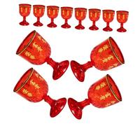 JECOMPRIS Wine Cup 12pcs Plastic Red 40ml Round Wedding Party Use | Cups Plastic, Vintage Chic Festive Style for Home Receptions and Weddings
