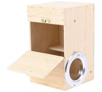 JECOMPRIS Wood Nesting Breeding Box for Budgerigars and Parrots Creative Circle Shape Bird Nest House Made of Wood Easy to Clean and Promote Natural Breeding Random Color