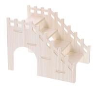JECOMPRIS Wooden Ladder for Small Animals and Hamsters, Sturdy Multi-function Climbing Platform and Hideout for Pet Cage Decor, Beige Small Pet Ladder for Exercise and Cage Enrichment